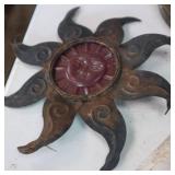 Vintage Collection of ornate metal items and a very cool wooden handled iron!