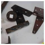 Vintage Collection of ornate metal items and a very cool wooden handled iron!