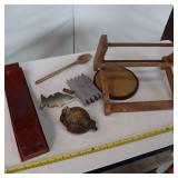 Vintage collection of various wooden items.
