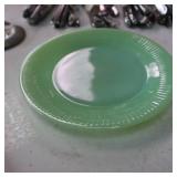 Vintage Vaseline dishes and silver ware