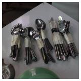 Vintage Vaseline dishes and silver ware