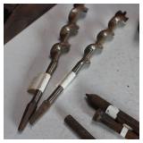 Vintage Tools:  hand drills, planers, wood bits, iron irons and steel wedges