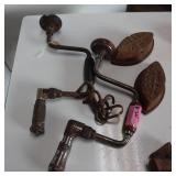 Vintage Tools:  hand drills, planers, wood bits, iron irons and steel wedges