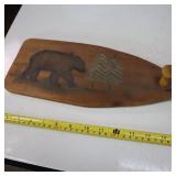 Wooden Oar Coat Rack with Bear
