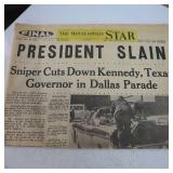 Kennedy has been Slain!  Newspaper editions of reporting in local papers