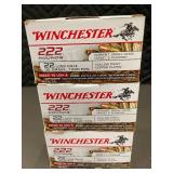 Lot of 3 Winchester .22 Long Rifle 222-Round Bulk Packs, Hollow Point Copper Plated