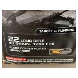 Winchester M-22 22 Long Rifle Ammo 40 Grain 1255 FPS Black Copper Plated Round Nose