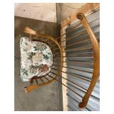Windsor-Style Wooden Armchair with Floral Cushion