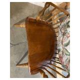 Windsor-Style Wooden Armchair with Floral Cushion