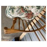 Windsor-Style Wooden Armchair with Floral Cushion