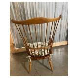 Windsor-Style Wooden Armchair with Floral Cushion