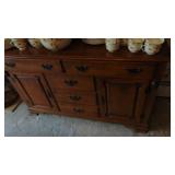 Young Republic 2 Piece Maple Hutch. 70" x 52" x 19" (Contents on top not included)