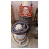 Metal Barrel, Plastic Crate, Thick Metal Trashcan and Jet Vac Wet and Dry Vacuum