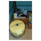 Cleaning Supplies, Vintage Cake Carrier, Mugs and Containers