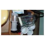 Cleaning Supplies, Vintage Cake Carrier, Mugs and Containers