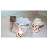 Silvercrest Compote, Head Vase, Planter, Grinder and Crystal Bell