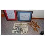 2- crosstich Plane Pictures and 1941 Star Bulletin Paper