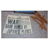 2- crosstich Plane Pictures and 1941 Star Bulletin Paper