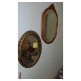 2-Vintage Mirrors, 1 plastic and 1 wood with Bevel Edge