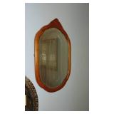 2-Vintage Mirrors, 1 plastic and 1 wood with Bevel Edge