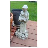 3 Large Planters, Watering Can, Gaarden Statue and Black Yard Frame
