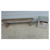 6ft Wooden Bench and Hose Reel with Hose