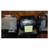 6in Back and Decker Bench Grinder on Stand and Ceiling Pole Down Light