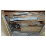 Piles of Wood Pieces and Contents of 2 Cabinets