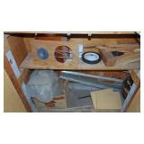 Piles of Wood Pieces and Contents of 2 Cabinets