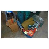 Lot of Camping Items, 3 Folding Chairs, Cooler, Badminton Set, 8 x 10 Tarp and Misc