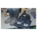 MSR Denali Snowshoes and Pair of Size 12 Rubber Boots