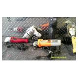 Assorted Tools Grinders, Shop Light, Drill