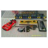 Lot of Levels, Scrapers, Measuring Tool