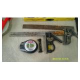 Lot of Levels, Scrapers, Measuring Tool