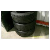 Four Chevrolet 5 lug wheels with newer Cooper tires. See description for tire sizes.
