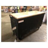 61 in. W x 23 in. D Heavy Duty 15-Drawer Mobile Workbench Tool Chest with Solid Wood Top in Matte Black by Husky Customer Returns See Pictures