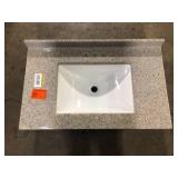 Glacier Bay 37 in. W x 22 in. D Solid Surface White Round Single Sink Vanity Top in Caramel Customer Returns See Pictures