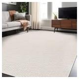 Wooly Bone 6 ft. x 9 ft. Solid Indoor Area Rug by Beverly Rug  Customer Returns See Pictures