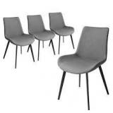 Gray Faux Leather Upholstered Modern Style Dining Chair with Carbon Steel Legs (Set of 4)  Customer Returns See Pictures