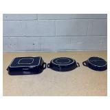 3PCS Staub Ceramic Rectangular Baking Dish Set