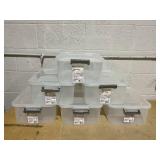 LOT OF 6 - Sterilite 12.7 Quart Modular Latch Box, Clear Plastic Storage Box with Write-on ID Latches, Gray