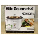 Elite Gourmet 6-Cup Non-Stick Rice Cooker with Steam Tray