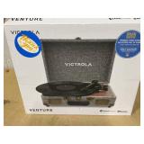 Victrola Venture Bluetooth Portable Mid-Century Modern Suitcase Record Player with 3-Speed Turntable & Built-in Speakers | Walnut
