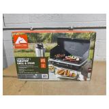 Ozark Trail 2 Burner Black Propane 2-in-1 Portable Camp Stove and Grill, Model GCT2220WB