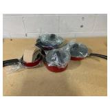 8-Piece Simple Cooking Nonstick Cookware Set Red, Black