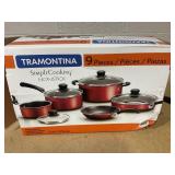 8-Piece Simple Cooking Nonstick Cookware Set Red, Black