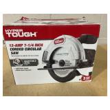 Hyper Tough 12 Amp Corded 7-1/4 inch Circular Saw with Steel Plate Shoe, Adjustable Bevel, Blade & Rip Fence