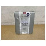 Color Sense 6-Piece 800 Thread Count Silver Cotton Rich Adult Bed Sheet Set, Queen - Deep Pocket