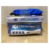5PCS X20, Boat Bundle: Universal Life Jacket 4-Pack Plus Throwable Boat Cushion