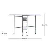 Hobby Craft 60 in. W x 36 in. D MDF Folding Fabric Cutting Table with Drawers, Adjustable Height, Silver / White